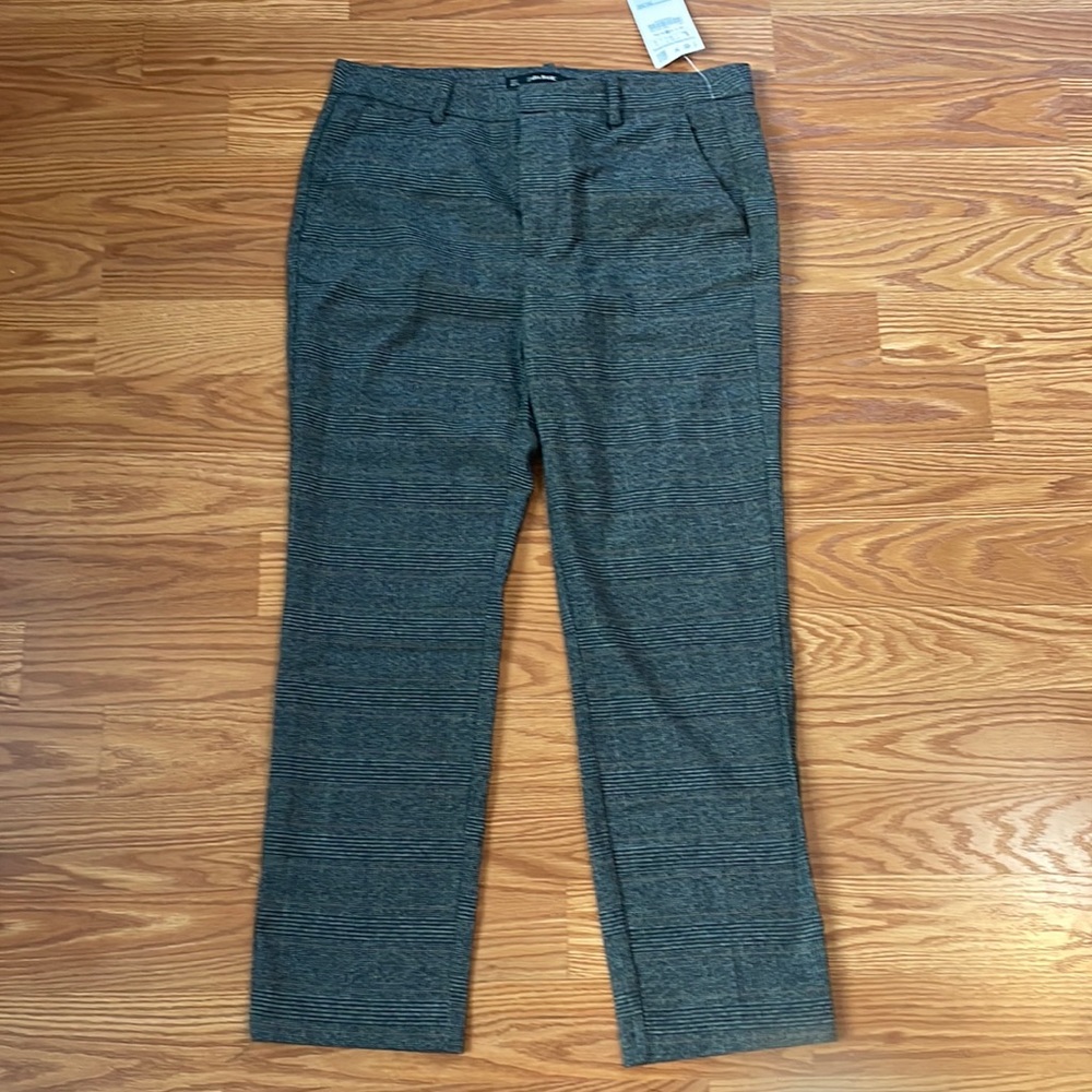 NEW Zara Black Gray Brown Plaid‎ Pants Business Casual Office Preppy Size Large